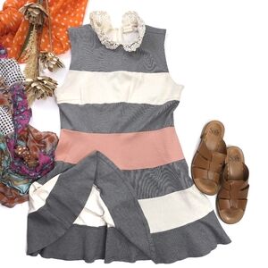 Altar'd State Striped Gray and Pink Dress Sz L